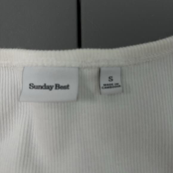 Aritzia Sunday Best Ribbed Tank Top Womens S White Ribbed Cotton Knit Sleeveless - Picture 3 of 10